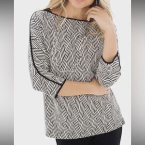 Chicos Travelers black and white geometric print top. Perfect condition. Size L